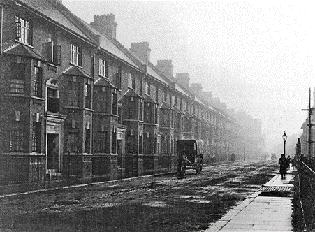 Merrow Street c1906, looking towards the Queen Elizabeth Pub with Portland Street behind.   X.png
