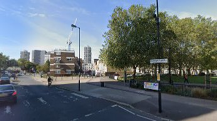 New Church Road 2020, same location as the 1977 picture. This part is now called Bower Place.  Kitson Road is now blocked off and to the right.  X..png