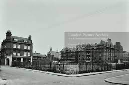 Milcote Street, right c1960, looking towards Borough Road, Library Street left.   X.png