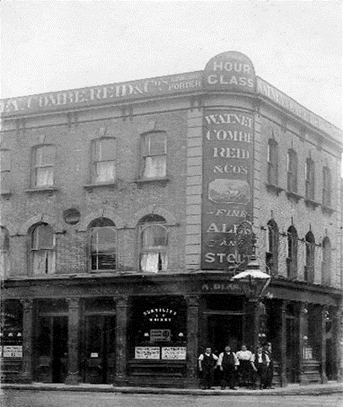 Thurlow Street left, Faraday Street right c1910. The original Hour Glass pub at number 89 Faraday Street.   X..png