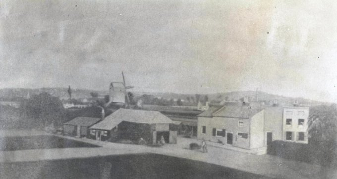 Blue Anchor Lane, Southwark, Poupart’s Farm, 1852. The windmill stood in what is now Thorburn Square. X..png