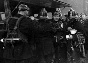 Victory Place, SE17,1958, Firefighters taking a break. X .jpg