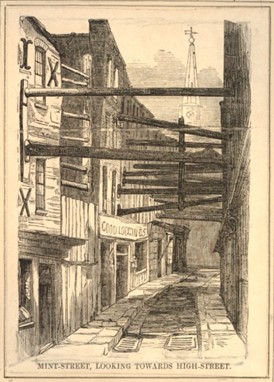 Mint Street, looking towards Borough High Street c1860. X..jpg