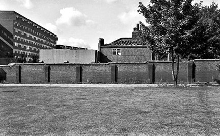 St Georges Way left, Neate Street right, part of Neate Street Bridge Burgess Park.  X. .jpg