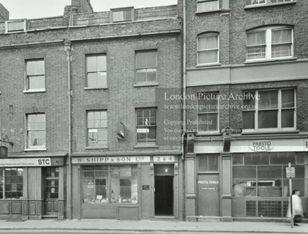 Union Street, Southwark, shops at 4-2 and 6, Standard Telephones & Cables Ltd, c1973.   X..png