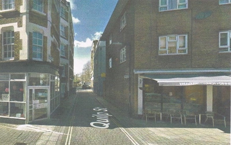 Quilp Street, 2023, same location as picture 1. Looking from Redcross Way, building on right now Avery House. X..jpg