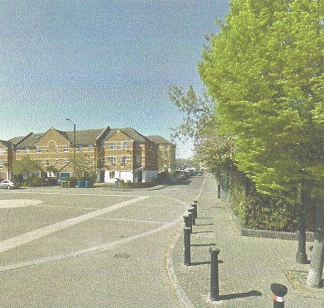 Plough Way left, Calypso Way opposite, St Georges Square Park behind, same location 2023.  X.jpg