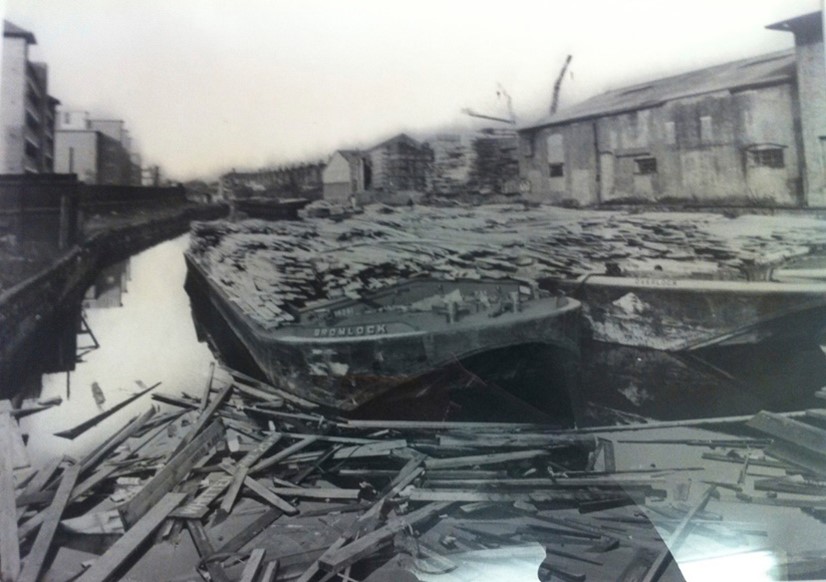 Grand Surrey Canal, Whitten's Timber Yard, Eagle Wharf right.  X..jpg