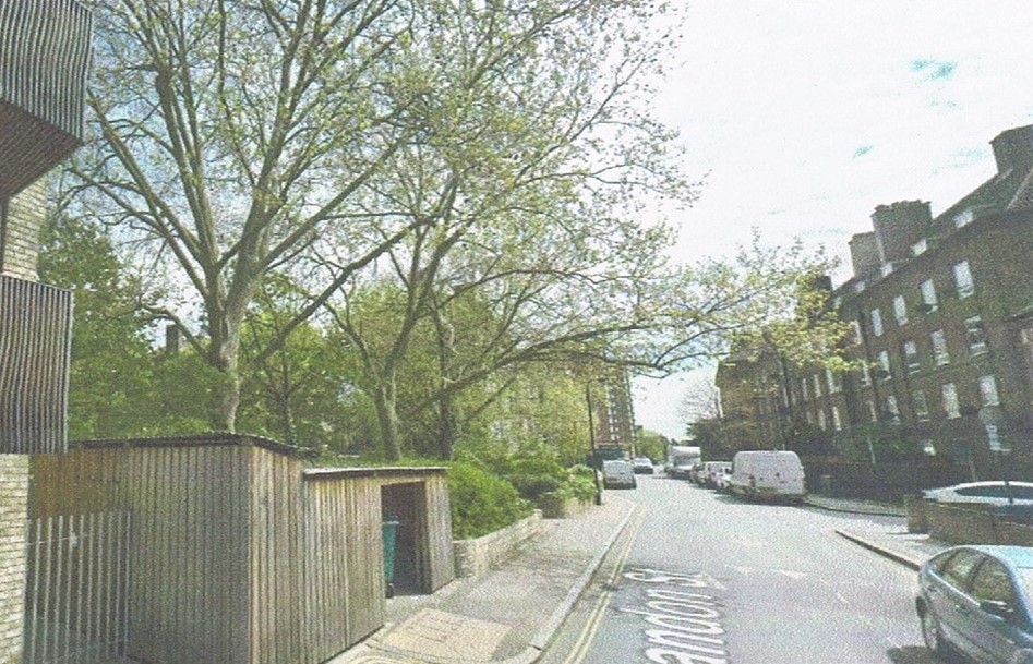 Brandon Street 2022, same location, Eltham Street was on the left, Harrison House is further down on the left. X..jpg