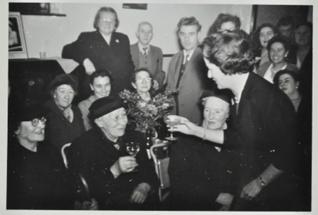Brandon Street Club, Lady Elizabeth Hore O'Ferrall celebrating the opening of the Club, c1955.  X..png