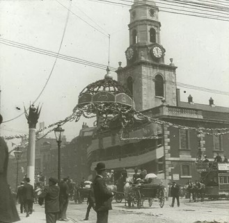Borough High Street, St George the Martyr Church, Queen Victoria’s Diamond Jubilee, c1890.  .jpg
