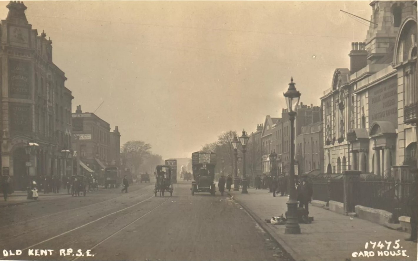 Old Kent Road. c1912, Public Baths right, on the corner of Marlborough Grove. 1. X jpg.jpg