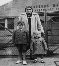 Leathermarket  Street, Bermondsey, c1952. Peter Leaver with older brother and Nan..png