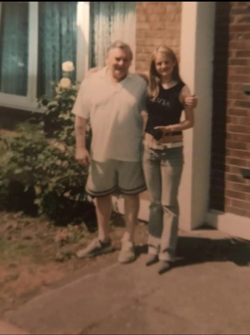 Tower Bridge Road corner with Purbrook Street. St Lawrence House, St Saviours Estate., Ted Burnett outside his flat with granddaughter Hayley.  X..jpg