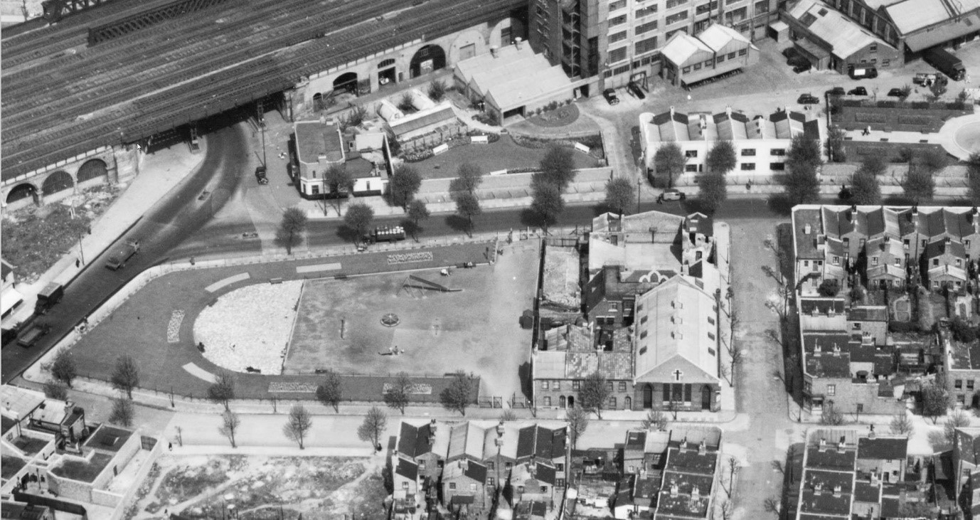 THE BLUE. Southwark Park Rd,(under arch)Galleywall Rd, (background) Anchor Rd (foreground) also Shuttleworths. X.jpg