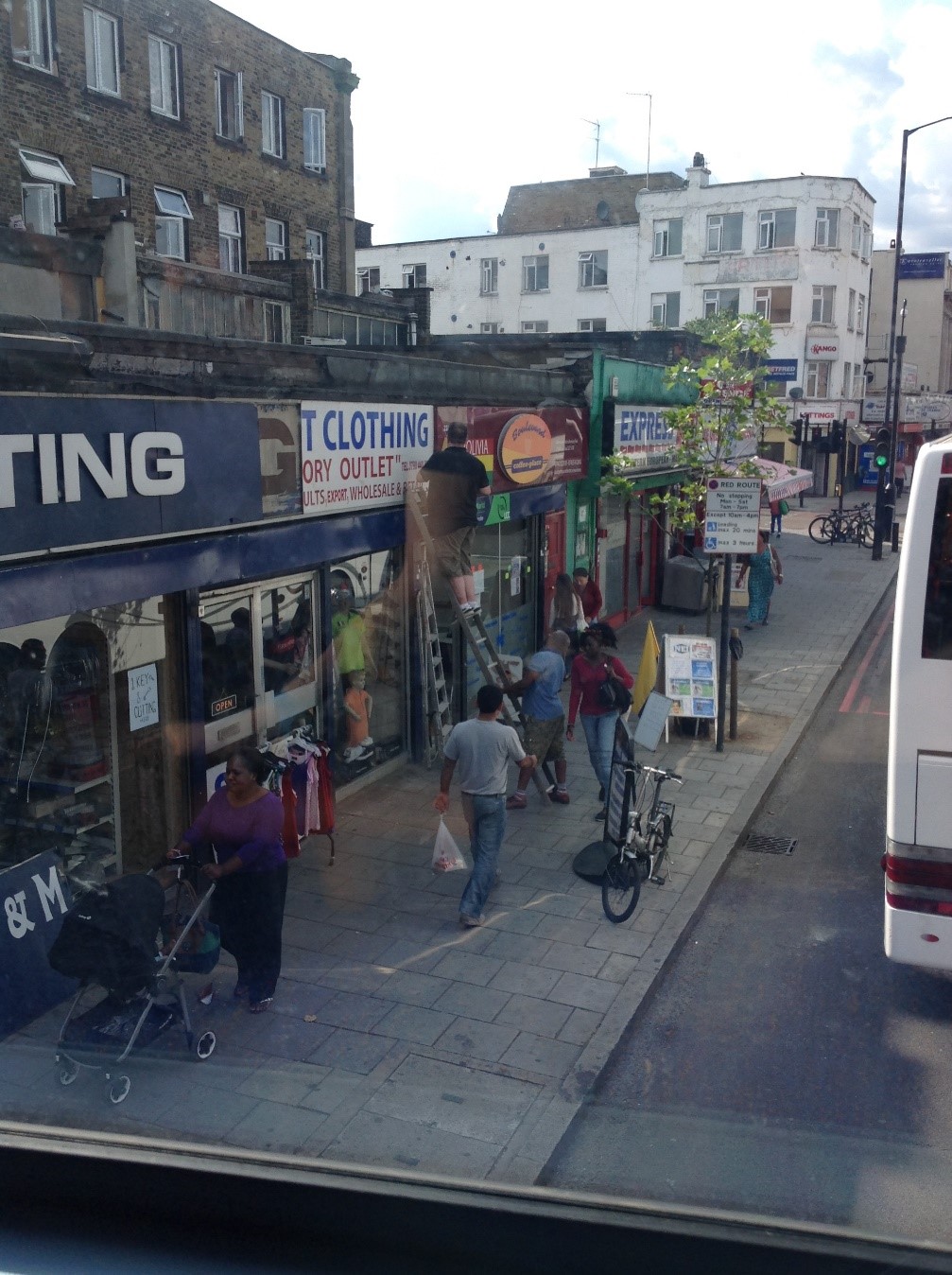 Old Kent Road at Surrey Square, where the white building is,2014..jpg