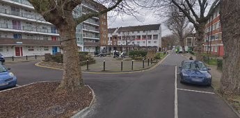 Setchell Road the other side of Dunton Road looking towards where The Claremont Pub was.White square on the far right..jpg