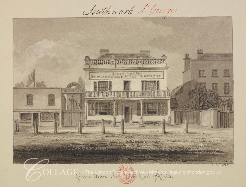 Old Kent Road, Green Man Pub,Dun Cow, C1827.  X.png