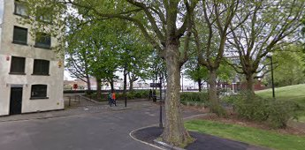 Rotherhithe Street no longer runs along here, this is looking from Fulford Street c2016 and roughly where Yardley’s Wharf and Matthew’s Wharves  once stood. X.png