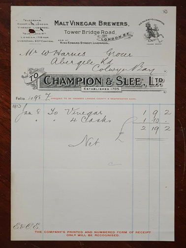 Tower Bridge Road 1913, Champion & Slee Ltd, they were taken over by Crosse & Blackwell in 1929.   X.png